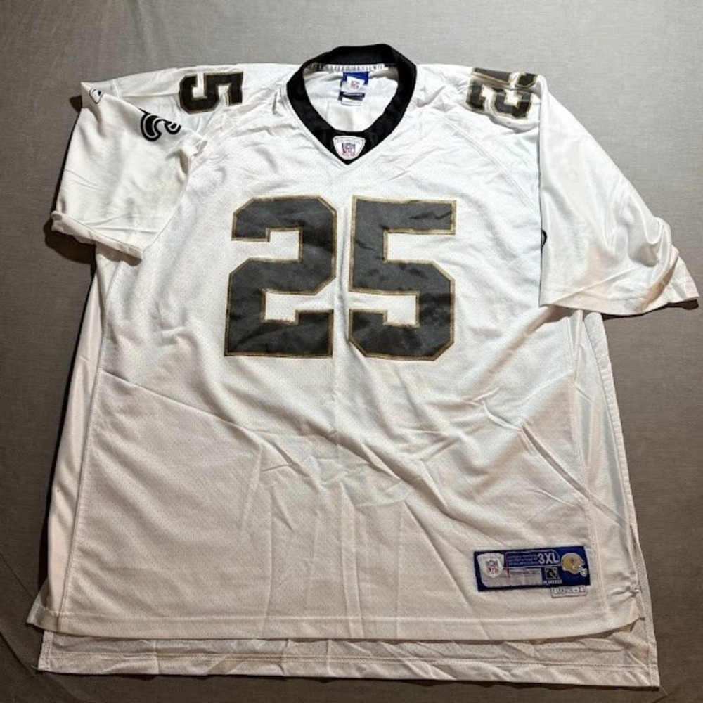 Reebok NFL New Orleans Saints Bush #25 Jersey White Men's 3XL Helmet Tag 2000s